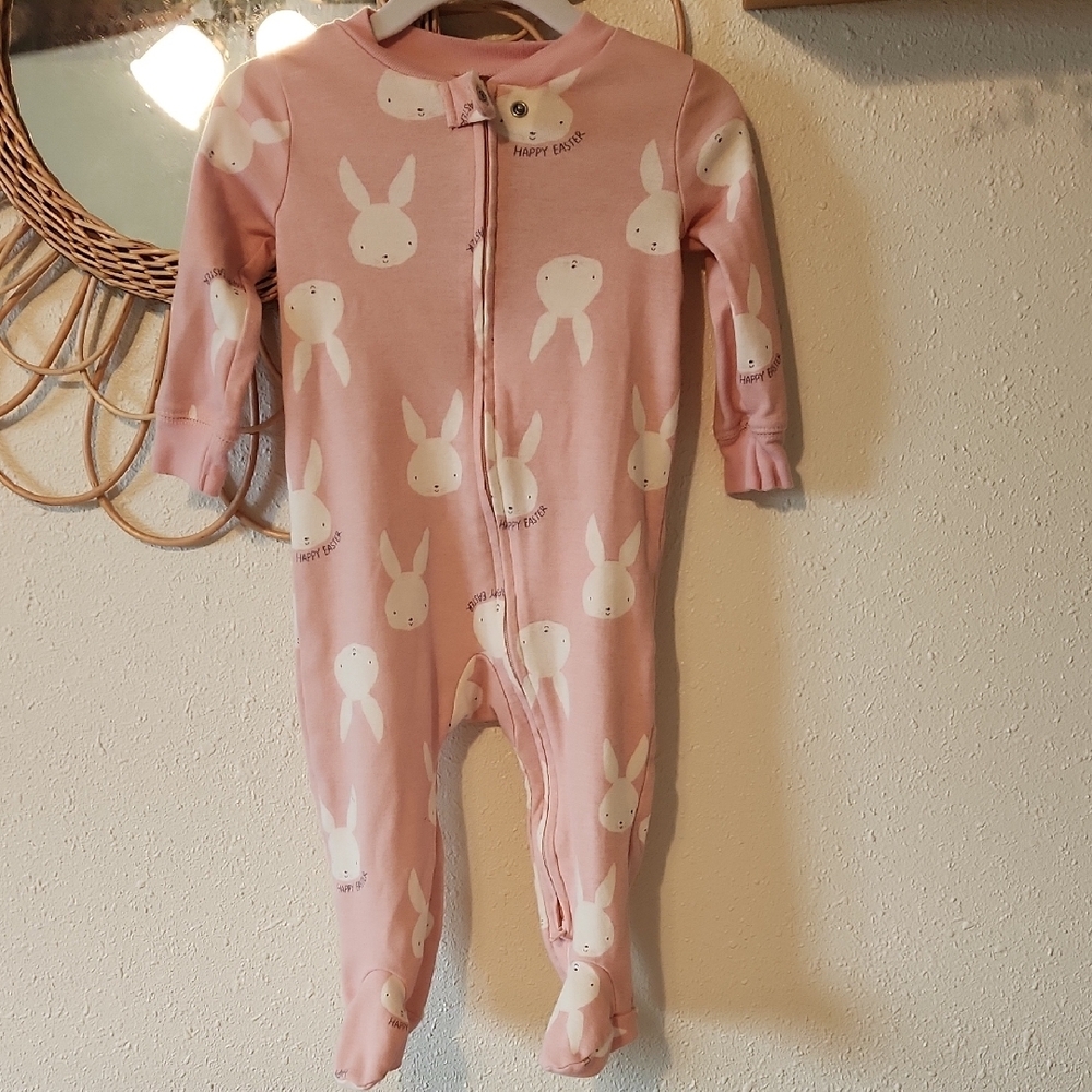 Carter's Pink Footie One Piece with Bunny Print Easter Pjs